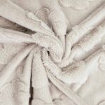 Teddyplüsch – Fleece – Blumen Sand Beige