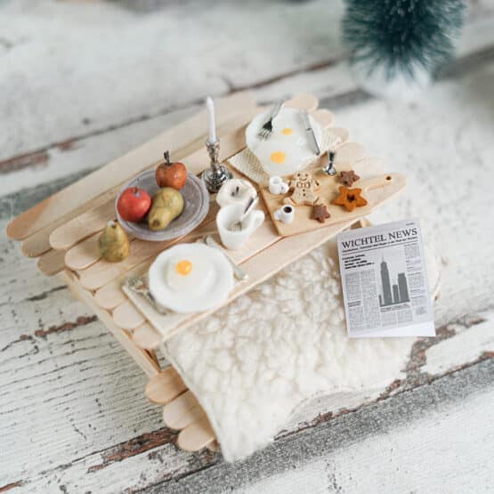 DIY Wichtelwelt - Tisch - Bastelhölzer - Kerzenständer - Postkarte