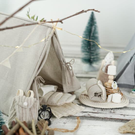 DIY Wichtelwelt - Zelt - Schlafsack - Rucksack - Wecker - Matratze