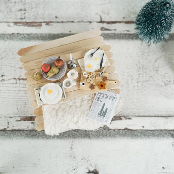 DIY Wichtelwelt - Tisch - Bastelhölzer - Kerzenständer - Postkarte