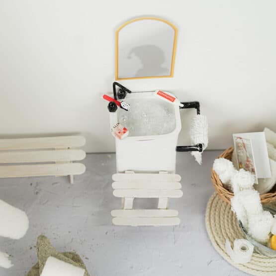 DIY Wichtelwelt - Badeenten - Bastelhölzer - Füllwatte - Postkarte