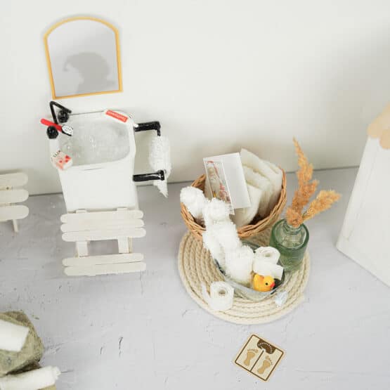 DIY Wichtelwelt - Badeenten - Bastelhölzer - Füllwatte - Postkarte