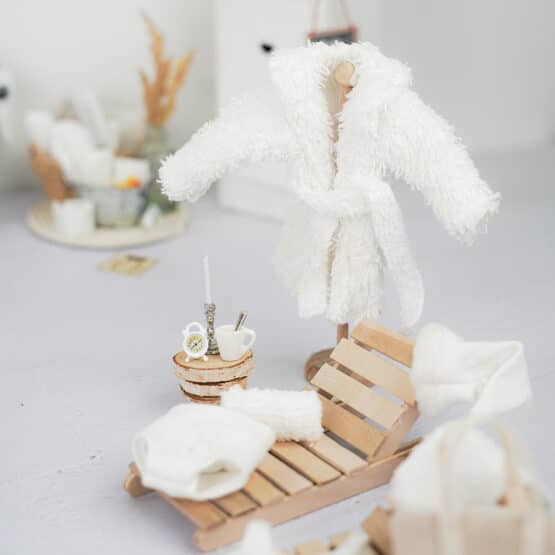 DIY Wichtelwelt - Bastelhölzer - Bademantel - Kerzenständer