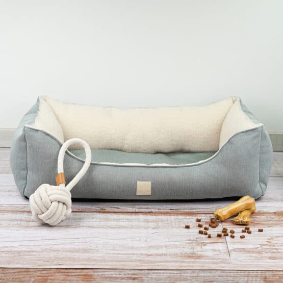 Diy Stoffe Inspiration 578h Hundekoerbchen Tierbett Tierkoerbchen Animal Dekostoff Mittelschwer Dunkles Almint Deko Boucle Cremeweiss