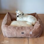 DIY Stoffe Inspiration - Hundekörbchen - Tierbett - Tierkörbchen Animal - Velvet Breitcord Light Toffee - Deko Boucle Cremeweiß