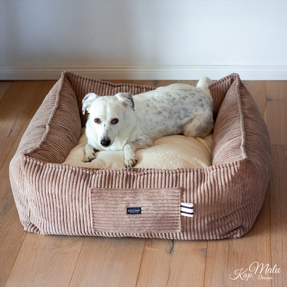 Diy Stoffe Inspiration 578l Hundekoerbchen Tierbett Tierkoerbchen Animal Velvet Breitcord Light Toffee Deko Boucle Cremeweiß