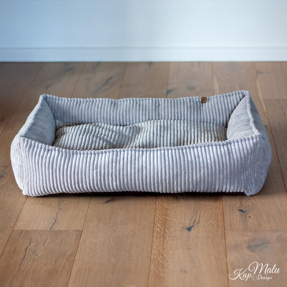 DIY Stoffe Inspiration - Hundekörbchen - Tierbett - Tierkörbchen Animal - Velvet Breitcord Hellgrau