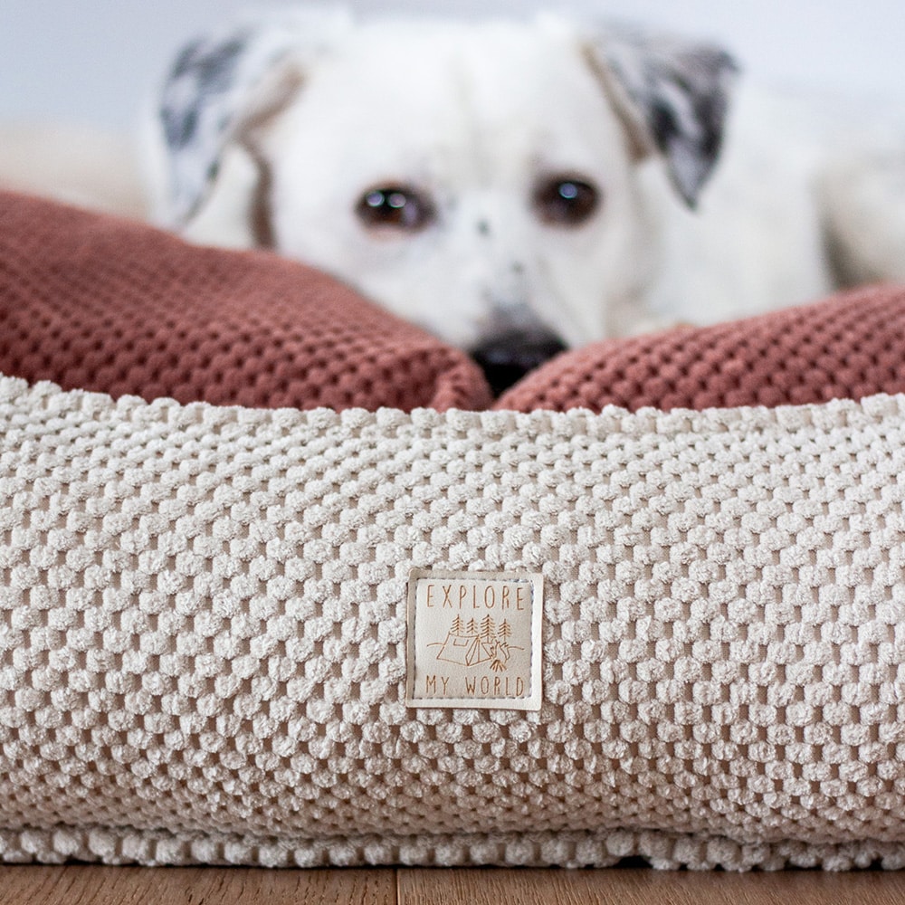 DIY Stoffe Inspiration - Hundekörbchen - Tierbett - Tierkörbchen Animal - Velvet Strukturiert Soft Blush - Velvet Strukturiert Natur