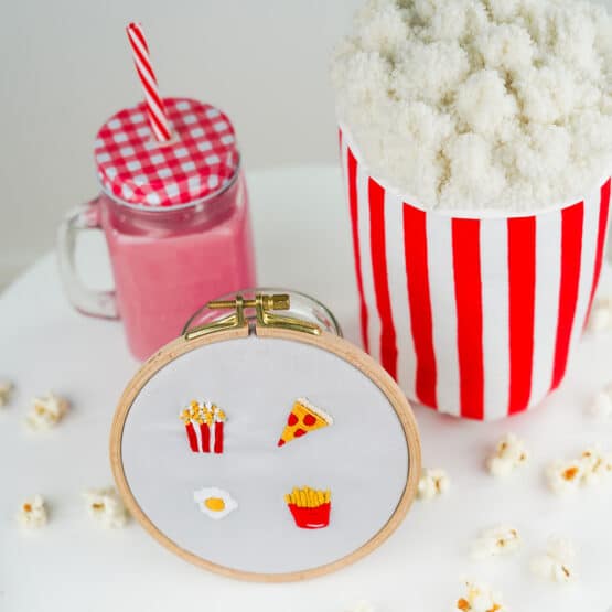 Diy Stoffe Inspiration 579n Stickset Food Minis Popcorn Kissen Pizza Pommes Ei