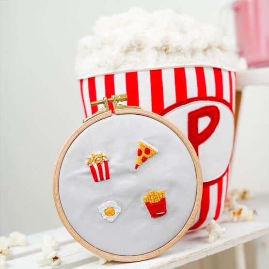 Diy Stoffe Inspiration 579p Stickset Food Minis Popcorn Kissen Pizza Pommes Ei
