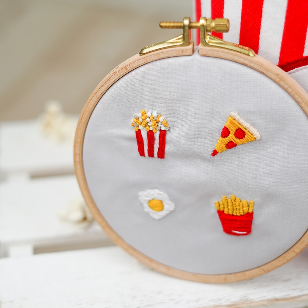 Diy Stoffe Inspiration 579r Stickset Food Minis Popcorn Pizza Pommes Ei