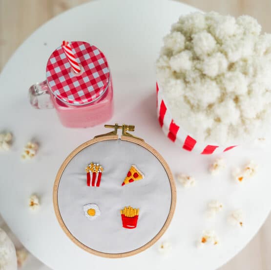 Diy Stoffe Inspiration 579t Stickset Food Minis Popcorn Kissen Pizza Pommes Ei