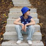 DIY Stoffe Outfit - Bucket Hat - Canvas Königsblau