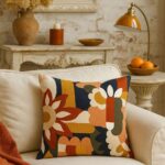 Kissen Canvas Retro Flowers