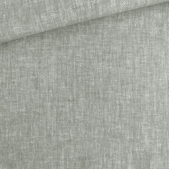 Leinen Baumwollgemisch Fischgrat Deep Olive 1