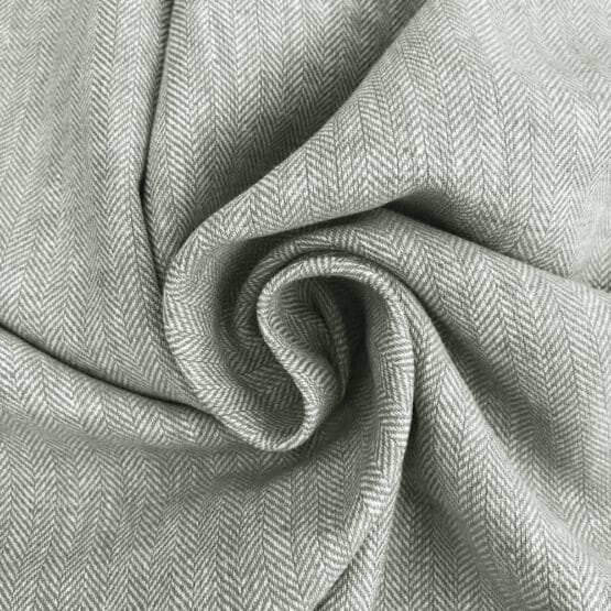 Leinen-Baumwollgemisch – Fischgrat Deep Olive