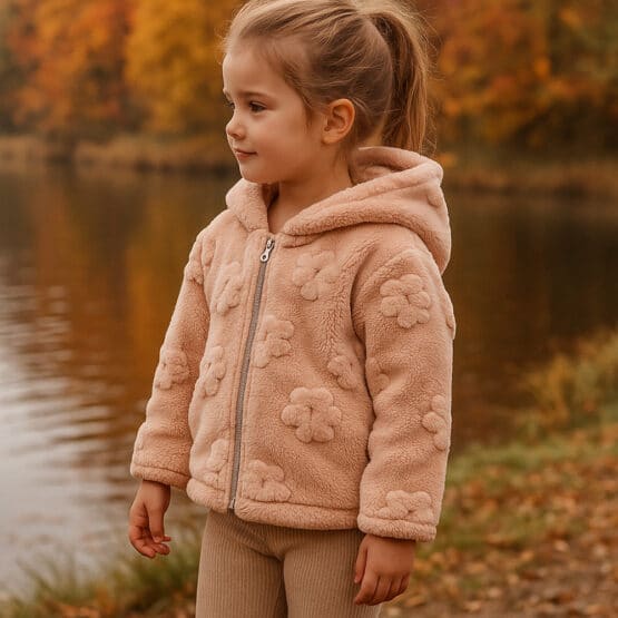 Maedchen Jacke Maedchen Teddyplüsch Fleece Blumen Pastell Soft Blush Ki