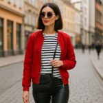 Shirt Damen Single Jersey Cremeweiss Schwarz Gestreift