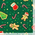 Alpenfleece – Kuschelweich – Happy Gingerbread – Dunkles Grün