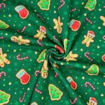 Alpenfleece – Kuschelweich – Happy Gingerbread – Dunkles Grün