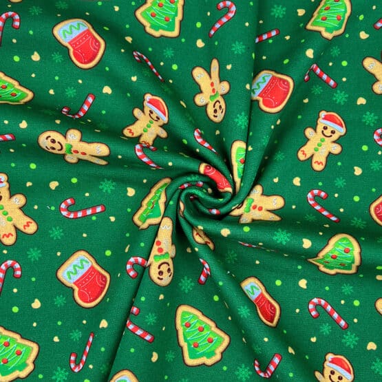 Alpenfleece Kuschelweich Happy Gingerbread Dunkles Gruen 2