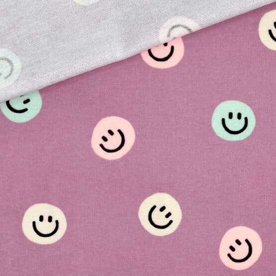 Baumwoll Flanell Smileys Lavendel Rose 2