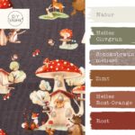 Farbkombi Single Jersey Pilze Dunkles Schokobraun