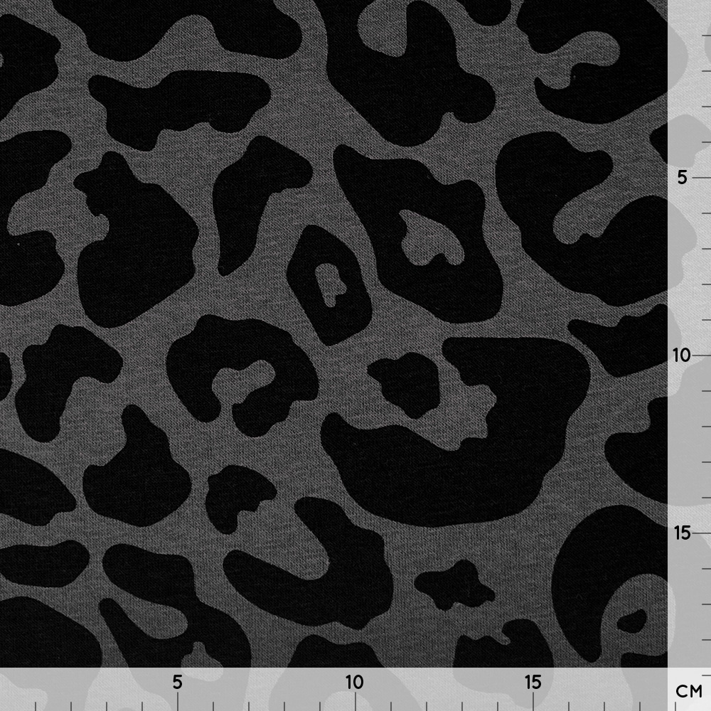 French Terry Kuschelsweat Heavy Leo Grau Schwarz French Terry Kuschelsweat Heavy Leo Grau Schwarz