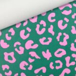 Kunstleder – Leo – mittelschwere Qualität – Dark Emerald/Pink