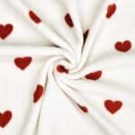 Kuschelfleece – Rote Herzen – Helles Natur