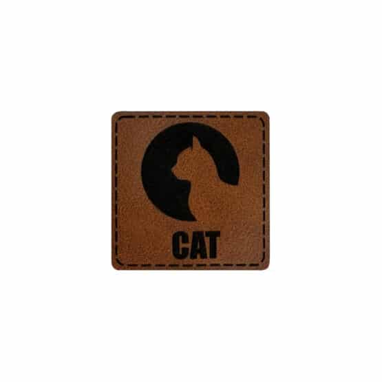 Label Cat Silhouette 40 X 40 Mm Dunkles Lederbraun Tier Animal