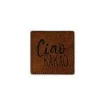 Label „Ciao KAKAO“ – 40 x 40 mm – Dunkles Lederbraun