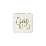 Label „Ciao KAKAO“ – 40 x 40 mm – Staubweiß/Gold