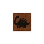 Label „Dinosaurier“ – 40 x 40 mm – Dunkles Lederbraun