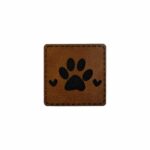 Label „Paw Hearts“ – 40 x 40 mm – Dunkles Lederbraun