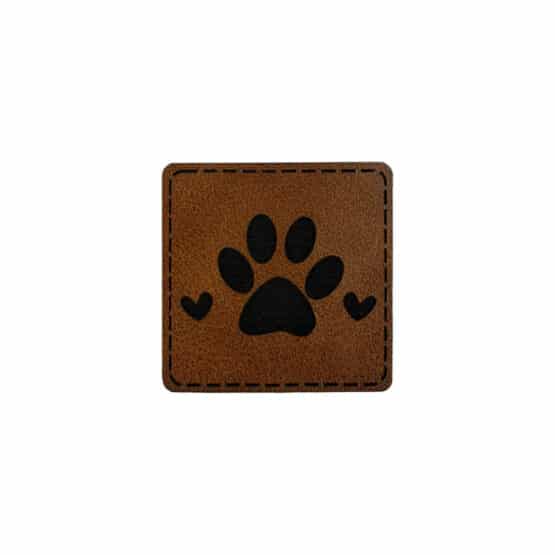 Label Paw Hearts 40 X 40 Mm Dunkles Lederbraun Tier Animal