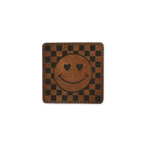 Label Schachbrett Smiley 40 X 40 Mm Dunkles Lederbraun 2