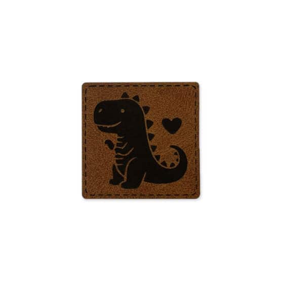 Label T Rex Mit Herz 40 X 40 Mm Dunkles Lederbraun 2