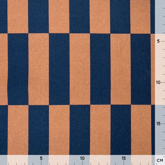 Leichter Canvas Streifen Karo Kupferbraun Smoky Jeansblau