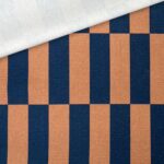 Leichter Canvas – Streifen/Karo -Kupferbraun/Smoky Jeansblau