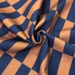 Leichter Canvas – Streifen/Karo -Kupferbraun/Smoky Jeansblau