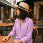 Musselin Gestickte Herzen Lavendel Neongelb Ki