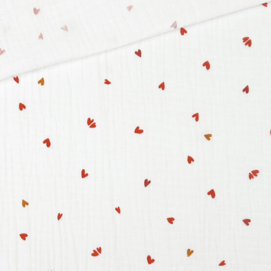 Musselin Herzchen Weiss 2