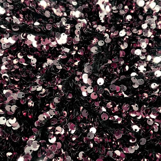 Pailletten Samtjersey – Antique Rose/Schwarz