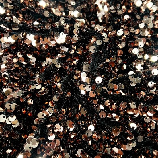 Pailletten Samtjersey – Bronze/Schwarz
