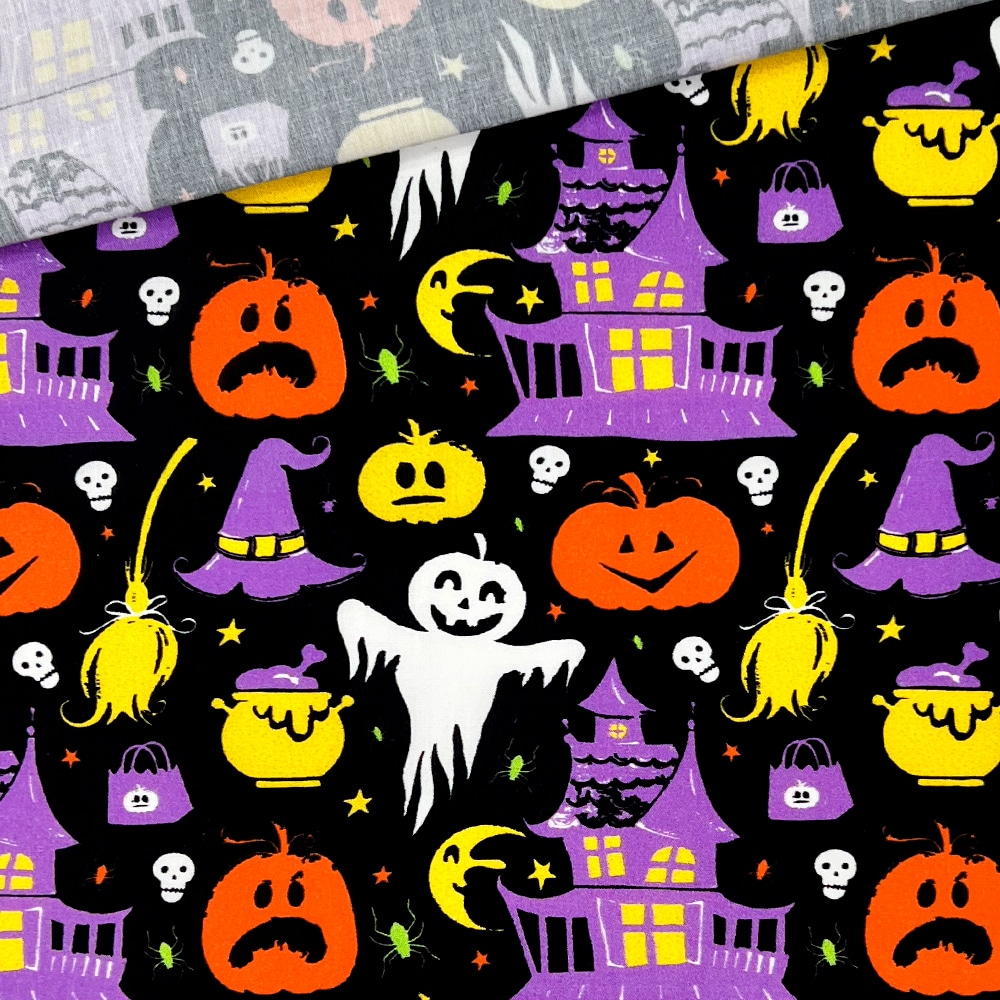 Popeline Cute Halloween Friends Schwarz 2