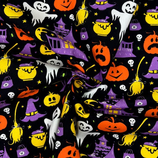 Popeline Cute Halloween Friends Schwarz 3
