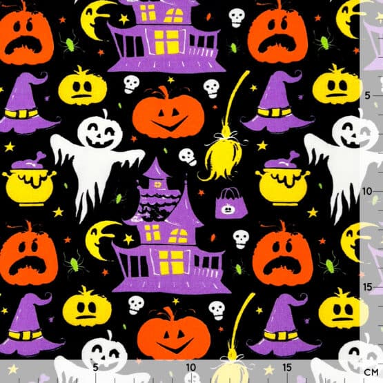 Popeline Cute Halloween Friends Schwarz