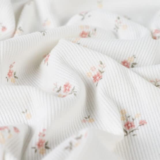 Rippenjersey Tiny Blossom Warmweiss4