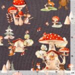 Single Jersey – Pilze – Dunkles Schokobraun